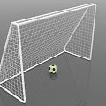 White Durable Soccer Goal With Net And Training Soccer Ball For Practice 3d model
