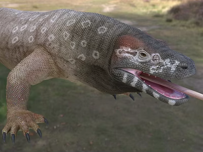 Reptile Monitor Lizard With Tongue Out And Spotted Skin 3d model