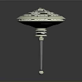 Disc Shaped Circular Structure With Central Pillar And Concentric Rings