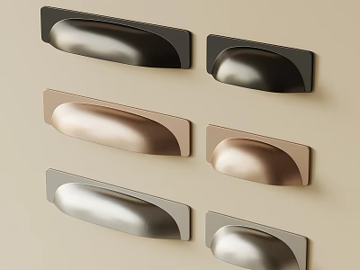 Modern Metal Cabinet Handles In Black Gold And Silver Finishes For Furniture 3d model