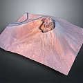 Pink Volcano Terrain Model With Central Crater And Curved Road Structure
