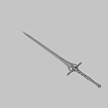Ornate Medieval Sword With Golden Decorations Red Gemstone And Silver Blade