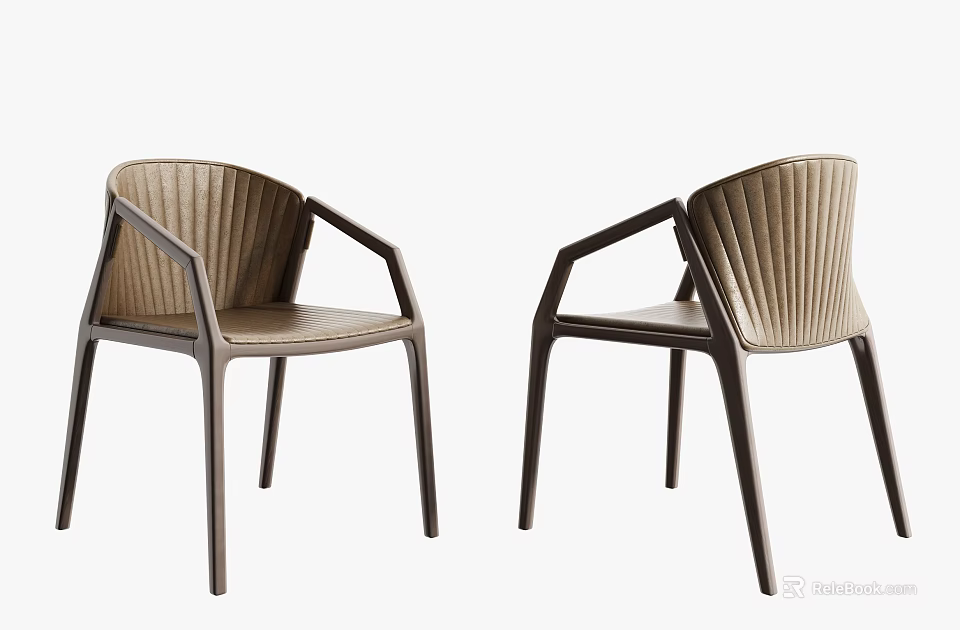 Modern Dining Chairs With Sleek Armrests And Curved Backrest Design 3d model