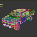 Modern Blue Pickup Truck With Transparent Roof And Rugged Wheels Design