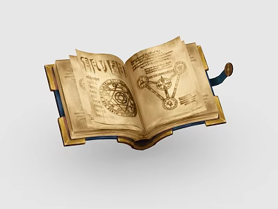 Ancient Open Book With Intricate Geometric Patterns Mystical Text And Golden Decorative Edges 3d model