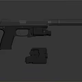 Detailed Modern Black Pistol With Magazine And Bullet On Dark Surface