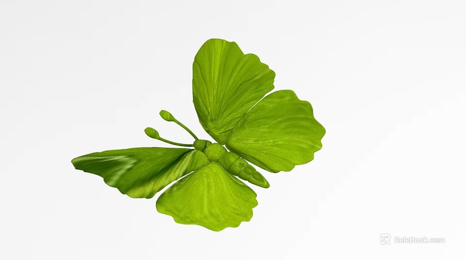 Vibrant Green Butterfly Shaped Decorative Ornament Set for Home Living Room Decoration 3d model 