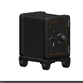 Vintage Industrial Safe Furniture With Dark Finish And Gold Accents