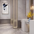 Luxurious Hotel Bathroom Interior Design With Marble Surfaces Double Vanities Mirrors And Decorative Lighting
