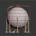 Industrial Spherical Storage Tank With Support Structure Ladder And Pipes For Industrial Applications
