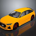 Yellow Modern Sporty Car With Sleek Exterior Design And Red Rims