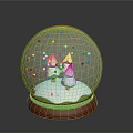 Clear Glass Snow Globe With White Trees Red Base And Snowflakes