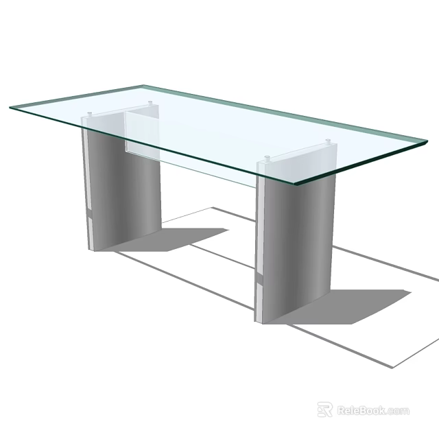Modern Dining Table With Glass Top And Sleek Metal Legs Modern Design 3d model 