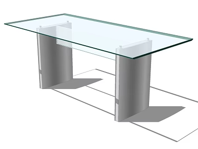 Modern Dining Table With Glass Top And Sleek Metal Legs Modern Design 3d model