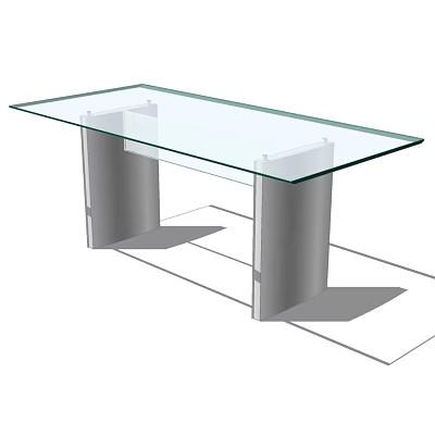 Modern Dining Table With Glass Top And Sleek Metal Legs Modern Design 3d model