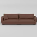 Brown Leather Sectional Sofa Set With Plush Cushions And Modern Design 3d model