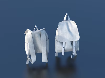 Two White Minimalist Backpacks With Dark Blue Background And Adjustable Straps 3d model