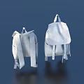 Two White Minimalist Backpacks With Dark Blue Background And Adjustable Straps 3d model