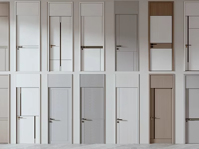 Various Modern Hinged Doors in Neutral Tones for Contemporary Interior Design Spaces 3d model