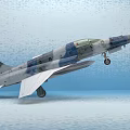 Camouflaged Military Fighter Jet With Streamlined Design And Extended Landing Gear 3d model
