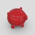 Decorative Ornament Set Featuring Adorable Glossy Red Pig Shaped Piggy Bank for Home Decor
