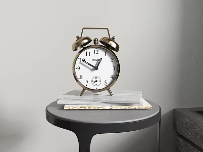 Vintage Style Alarm Clock Placed On Round Table With Books 3d model Vintage Style Alarm Clock Placed On Round Table With Books 3d model