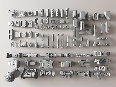 Various Hardware Tools Including Mechanical Parts Fasteners Wrenches And Screwdrivers 3d model