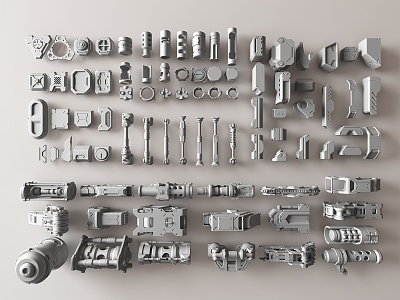 Modern mechanical parts and equipment 3d model