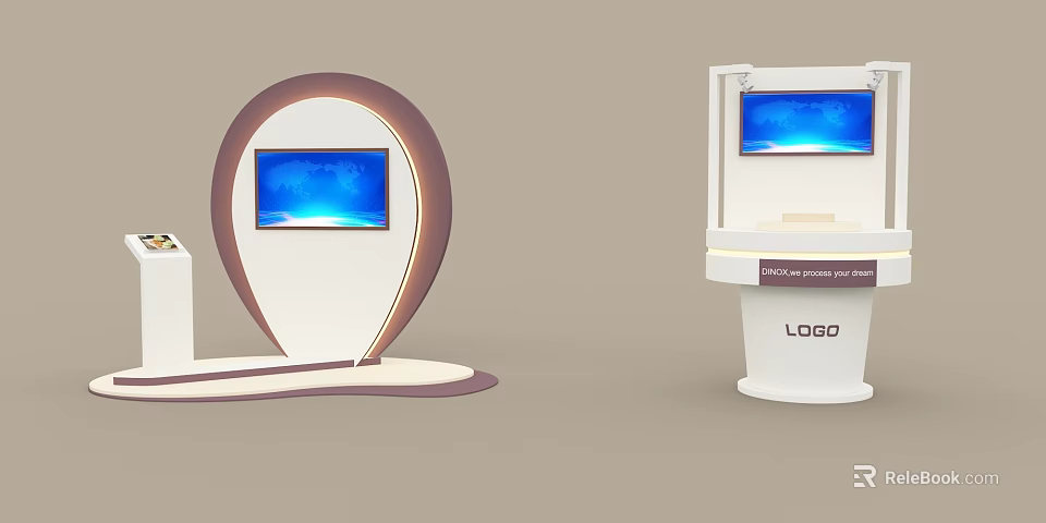 Stylish Modern Display Shelves With Digital Screens And Logo Space For Retail Stores 3d model 
