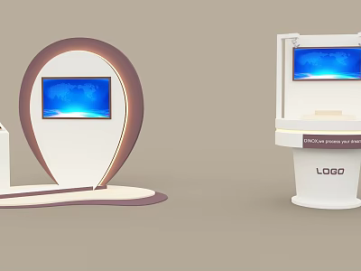 Stylish Modern Display Shelves With Digital Screens And Logo Space For Retail Stores 3d model