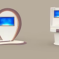 Stylish Modern Display Shelves With Digital Screens And Logo Space For Retail Stores