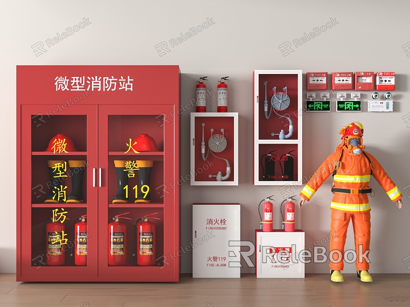 Modern fire fighting equipment fire hydrant fire extinguisher safety exit alarm emergency lighting model