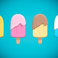 Vibrant Colorful Popsicles With Assorted Coated Tops On Blue Background