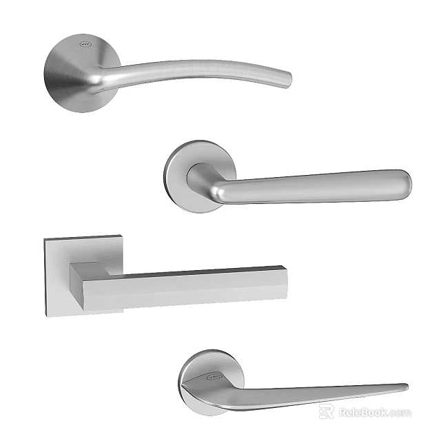 Modern Swing Door Handles With Different Stainless Steel Designs And Styles 3d model 