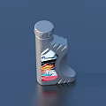 Gray Shower Gel Bottle With Silver Cap Ergonomic Grip And Colorful Label Design