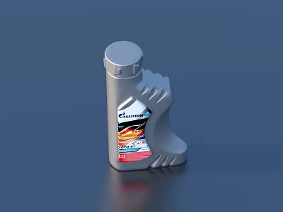 Gray Shower Gel Bottle With Silver Cap Ergonomic Grip And Colorful Label Design 3d model