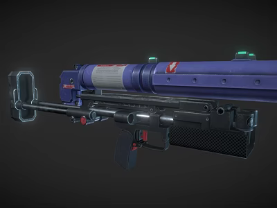 Futuristic Sci Fi Weapon With Blue Purple Body Red Emblem And Green Lights 3d model
