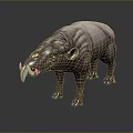 Mythical Fantasy Beast Game Movie Character With Large Tusks And Rough Skin