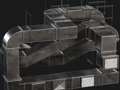 Industrial Metal Duct System Complex Structure Design 3d model