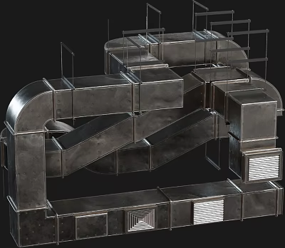 Industrial Metal Duct System Complex Structure Design 3d model