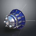 Blue And Silver Satellite With Antenna And Metallic Structure For Space Exploration 3d model