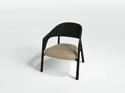 Modern Leisure Chair With Black Frame And Beige Cushion And Armrest Design 3d model