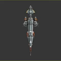 Detailed Sci Fi Spaceship Model With Metallic Gray Orange Mechanical Structure And Cockpit 3d model