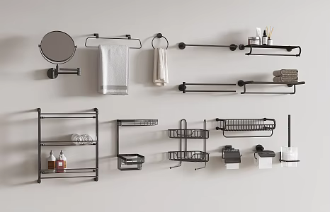 Towel Rack Bathroom Supplies Storage Rack Bathroom Small Tissue Box Toilet Brush 3d model