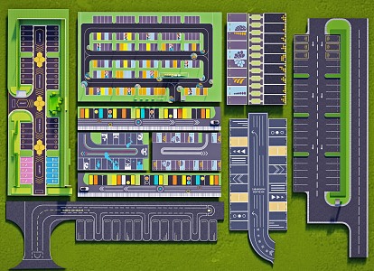 Modern parking lot demonstration area parking space display area parking lot creative parking lot ground drawing line paving ecological parking lot combination 3d model