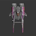 Futuristic Sci Fi Mechanical Device With Purple Black Color Red Accents And Detailed Structure