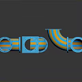 Blue And Orange Striped Construction Pipe Fittings With Various Shapes Curved Straight Square Jointed