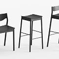 Sleek Black Modern Dining Chairs And Bar Stools For Home Interior 3d model