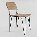 Modern Wooden Dining Chair With Black Metal Legs And Simple Design
