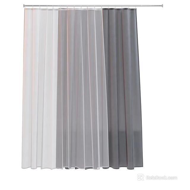 Elegant Modern Sheer Pleated Curtain With Vertical Lines For Home Decoration 3d model 